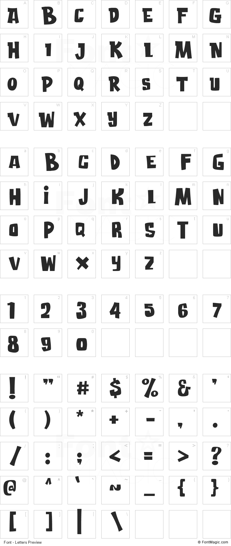 Attack Of Monster Font - All Latters Preview Chart